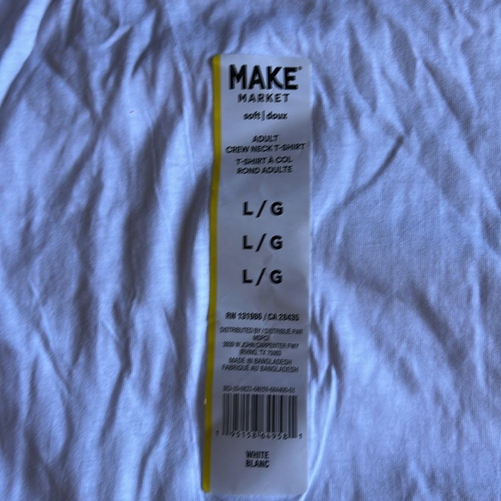 T-Shirt - White Large Crew Neck New With Tags 💯 Cotton Unisex Short Sleeves - Picture 3 of 6